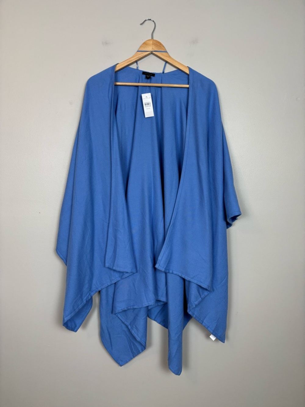 Ann Taylor Draped Open Front Wrap Shawl Sweater Womens One Size Blue